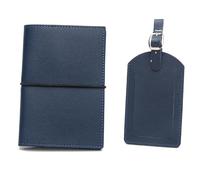 LANANAI Porte-passeport, porte-bagages, carte d'identité, organiseur de passeport en cuir, sangle en caoutchouc, carnet de passeport, noir foncé, 10 x 14 cm, Décontracté