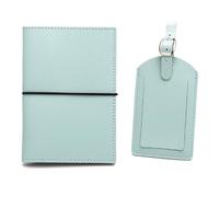 LANANAI Porte-passeport, porte-bagages, carte d'identité, organiseur de passeport en cuir, sangle en caoutchouc, carnet de passeport, bleu clair, 10 x 14 cm, Décontracté
