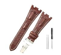 LANAPPTLTG Bracelet de montre en cuir adapté à Audemars Piguet Royal Oak Offshore Ap15710 15703 15706 26470 26170 26133, boucle pliante(Brown white-Steel-Z1)