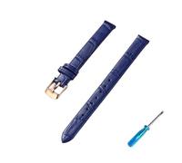 LANAPPTLTG Bracelet de montre en cuir for femme (8 mm, 10 mm, 12 mm, 14 mm, 16 mm, 18 mm, 20 mm)(Blue-Rose Gold,18mm)