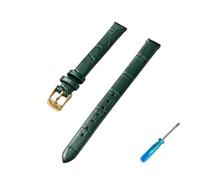 LANAPPTLTG Bracelet de montre en cuir for femme (8 mm, 10 mm, 12 mm, 14 mm, 16 mm, 18 mm, 20 mm)(Green-Gold,14mm)