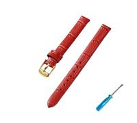 LANAPPTLTG Bracelet de montre en cuir for femme (8 mm, 10 mm, 12 mm, 14 mm, 16 mm, 18 mm, 20 mm)(Red-gold,12mm)