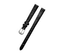 LANAPPTLTG Bracelet de montre en cuir for femmes, mini bracelet de montre 6 mm, 8 mm, 10 mm, 12 mm, 14 mm, 16 mm, petite taille(Crocodi black silve,12mm)