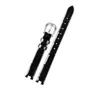 LANAPPTLTG Bracelet de montre en cuir glacé for femme, compatible for les bracelets de montre Longines Waltz Series L2.304, 305, 306 et 307(Black-steel,9mm)
