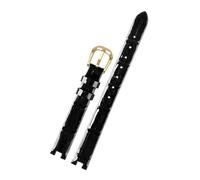 LANAPPTLTG Bracelet de montre en cuir glacé for femme, compatible for les bracelets de montre Longines Waltz Series L2.304, 305, 306 et 307(Black-gold,11mm)