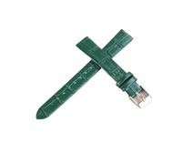 LANAPPTLTG Bracelet de montre souple et fin en cuir de bambou for femme, accessoire de montre, for boucle argentée(Green-silver,16mm)