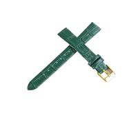 LANAPPTLTG Bracelet de montre souple et fin en cuir de bambou for femme, accessoire de montre, for boucle argentée(Green-gold,14mm)