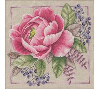 Lanarte Kit au Point compté Rouge Florissant, Aspect Lin, ca. 33 x 33 cm