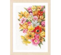 Lanarte Kit de broderie au point de croix "Marjolein Bastin Couvrez-moi de tulipes, tissu à compterEvenweave", motif à compter, 28x37cm