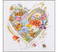 Lanarte Kit de broderie au point de croix "Marjolein Bastin, Un coeur pour les fleurs", motif à compter, 32x35cm