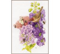 Lanarte kit de broderie au point de croix "Rencontre de fleurs, Marjolein Bastin, Aida", motif à compter, 35x50cm