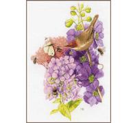 Lanarte Point De Croix Compté Tableau Kit Complet DIY Broderie Motif RENCONTRE FLORALE POUR TOUS Patron Adulte Art Creatif Decoration Salon Activité Manuelle Cadeau ca. 35 x 50 cm Cross Stitch