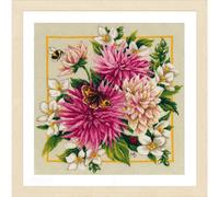 Lanarte kit de point de croix compté « Marjolein Bastin Pink Silk Dahlia », 29x2