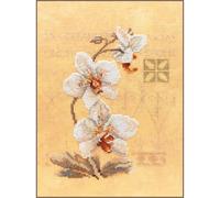 Lanarte Kit de point de croix compté: trois orchidées, Blanc
