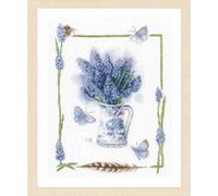 Lanarte Kit point de croix compté Raisins bleus – Tableau complet ca. 27 x 37 cm