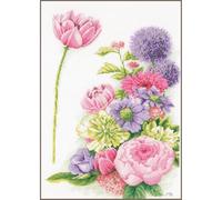 LANARTE Point De Croix Compté Kit Tableau Complet Set BEAUTÉ FLORALE De Broderie Loisir Créatif Maison Decoration Cadeau DIY ca. 32 x 48 cm Counted Cross Stitch Embroidery