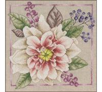 LANARTE Point De Croix Compté Kit Tableau Complet Set BLANC FLORISSANT De Broderie Loisir Créatif Maison Decoration Cadeau DIY ca. 33 x 33 cm Counted Cross Stitch Embroidery