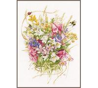 Lanarte Point De Croix Compté Kit Tableau Complet Set BOUQUET DE FLEURS D'ÉTÉ De Broderie Loisir Créatif Maison Decoration Cadeau DIY ca. 30 x 44 cm Counted Cross Stitch Embroidery