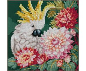 LANARTE Point De Croix Compté Kit Tableau Complet Set DAHLIAS DU CACATOÈS De Broderie Loisir Créatif Maison Decoration Cadeau DIY ca. 29 x 29 cm Counted Cross Stitch Embroidery