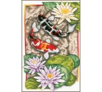 LANARTE Point De Croix Compté Kit Tableau Complet Set DANSE DES KOÏS De Broderie Loisir Créatif Maison Decoration Cadeau DIY ca. 27 x 44 cm Counted Cross Stitch Embroidery