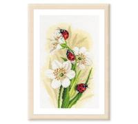 Lanarte Point De Croix Compté Kit Tableau Complet Set DÉFILÉ DE COCCINELLES De Broderie Loisir Créatif Maison Decoration Cadeau DIY ca. 22 x 33 cm Counted Cross Stitch Embroidery