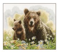 LANARTE Point De Croix Compté Kit Tableau Complet Set DES OURS DANS LES BOIS De Broderie Loisir Créatif Maison Decoration Cadeau DIY ca. 45 x 34 cm Counted Cross Stitch Embroidery