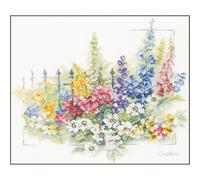 LANARTE Point De Croix Compté Kit Tableau Complet Set EXPLOSION DE FLEURS De Broderie Loisir Créatif Maison Decoration Cadeau DIY ca. 45 x 40 cm Counted Cross Stitch Embroidery