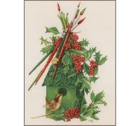 LANARTE Point De Croix Compté Kit Tableau Complet Set MA MAISON D'HIVER De Broderie Loisir Créatif Maison Decoration Cadeau DIY ca. 30 x 44 cm Counted Cross Stitch Embroidery