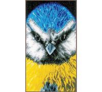 LANARTE Point De Croix Compté Kit Tableau Complet Set MÉSANGE De Broderie Loisir Créatif Maison Decoration Cadeau DIY ca. 14 x 26 cm Counted Cross Stitch Embroidery