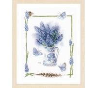 LANARTE Point De Croix Compté Kit Tableau Complet Set RAISINS BLEUS De Broderie Loisir Créatif Maison Decoration Cadeau DIY ca. 27 x 37 cm Counted Cross Stitch Embroidery