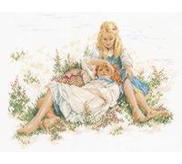 LANARTE Point De Croix Compté Kit Tableau Complet Set RÊVER DANS L'HERBE De Broderie Loisir Créatif Maison Decoration Cadeau DIY ca. 47 x 35 cm Counted Cross Stitch Embroidery