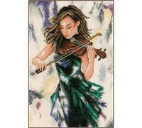 LANARTE Point De Croix Compté Kit Tableau Complet Set SE RELAXER AU SON DE LA MUSIQUE De Broderie Loisir Créatif Maison Decoration Cadeau DIY ca. 26 x 35 cm Counted Cross Stitch Embroidery
