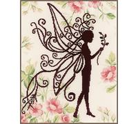Lanarte Point De Croix Compté Kit Tableau Complet Set SILHOUETTE DE FÉE FLEUR De Broderie Loisir Créatif Maison Decoration Cadeau DIY ca. 23 x 29 cm Counted Cross Stitch Embroidery