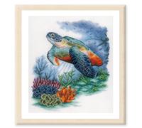 LANARTE Point De Croix Compté Kit Tableau Complet Set TRÉSORS SOUS-MARINS De Broderie Loisir Créatif Maison Decoration Cadeau DIY ca. 33 x 40 cm Counted Cross Stitch Embroidery