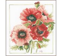 Lanarte Point De Croix Compté Tableau Kit Complet DIY Broderie Motif BOUQUET D'ANEMONESPatron Adulte Art Creatif Decoration Salon Activité Manuelle Cadeau ca. 25 x 25 cm Counted Cross Stitch