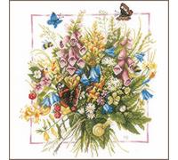 Lanarte Point De Croix Compté Tableau Kit Complet DIY Broderie Motif BOUQUET D'ÉTÉPatron Adulte Art Creatif Decoration Salon Activité Manuelle Cadeau ca. 36 x 38 cm Counted Cross Stitch