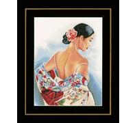 Lanarte Point De Croix Compté Tableau Kit Complet DIY Broderie Motif ÉCHARPE FLORALEPatron Adulte Art Creatif Decoration Salon Activité Manuelle Cadeau ca. 37 x 48 cm Counted Cross Stitch