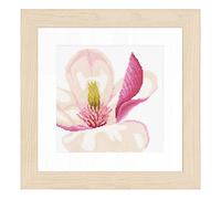 Lanarte Point De Croix Compté Tableau Kit Complet DIY Broderie Motif FLEUR DE MAGNOLIAPatron Adulte Art Creatif Decoration Salon Activité Manuelle Cadeau ca. 20 x 20 cm Counted Cross Stitch