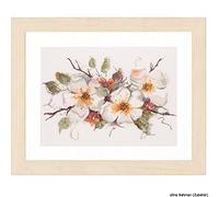 Lanarte Point De Croix Compté Tableau Kit Complet DIY Broderie Motif FLEUR DE POMMIERPatron Adulte Art Creatif Decoration Salon Activité Manuelle Cadeau ca. 49 x 39 cm Counted Cross Stitch