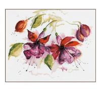 Lanarte Point De Croix Compté Tableau Kit Complet DIY Broderie Motif FLEURS EN AQUARELLEPatron Adulte Art Creatif Decoration Salon Activité Manuelle Cadeau ca. 49 x 39 cm Counted Cross Stitch