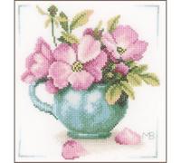Lanarte Point De Croix Compté Tableau Kit Complet DIY Broderie Motif FLEURS ROSESPatron Adulte Art Creatif Decoration Salon Activité Manuelle Cadeau ca. 20 x 20 cm Counted Cross Stitch