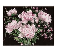 Lanarte Point De Croix Compté Tableau Kit Complet DIY Broderie Motif FLEURS ROSESPatron Adulte Art Creatif Decoration Salon Activité Manuelle Cadeau ca. 46 x 37 cm Counted Cross Stitch