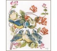 Lanarte Point De Croix Compté Tableau Kit Complet DIY Broderie Motif MÉSANGESPatron Adulte Art Creatif Decoration Salon Activité Manuelle Cadeau ca. 24 x 29 cm Counted Cross Stitch
