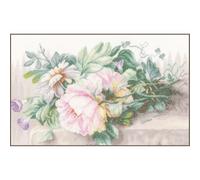 Lanarte Point De Croix Compté Tableau Kit Complet DIY Broderie Motif NATURE MORTE AVEC FLEURSPatron Adulte Art Creatif Decoration Salon Activité Manuelle Cadeau ca. 39 x 26 cm Counted Cross Stitch