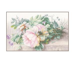 Lanarte Point De Croix Compté Tableau Kit Complet DIY Broderie Motif NATURE MORTE AVEC FLEURSPatron Adulte Art Creatif Decoration Salon Activité Manuelle Cadeau ca. 39 x 26 cm Counted Cross Stitch