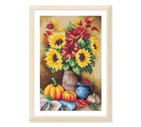 LANARTE Point De Croix Compté Tableau Kit Complet DIY Broderie Motif NATURE MORTE D'AUTOMNE Patron Adulte Art Creatif Decoration Salon Activité Manuelle Cadeau ca. 26 x 39 cm Counted Cross Stitch