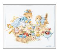 LANARTE Point De Croix Compté Tableau Kit Complet DIY Broderie Motif PIQUE-NIQUE AVEC VERA Patron Adulte Art Creatif Decoration Salon Activité Manuelle Cadeau ca. 49 x 39 cm Counted Cross Stitch