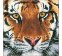 Lanarte Point De Croix Compté Tableau Kit Complet DIY Broderie Motif TIGREPatron Adulte Art Creatif Decoration Salon Activité Manuelle Cadeau ca. 35 x 34 cm Counted Cross Stitch