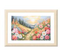 LANARTE Point De Croix Compté Tableau Kit Complet DIY Broderie Motif UNE PROMENADE À TRAVERS LES COULEURS Patron Adulte Art Creatif Decoration Salon Activité Manuelle Cadeau 38 x 21 cm Cross Stitch
