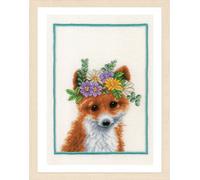 Lanarte point de croix set "Renard avec la couronne de fleurs", modèle à compter, 22x30cm